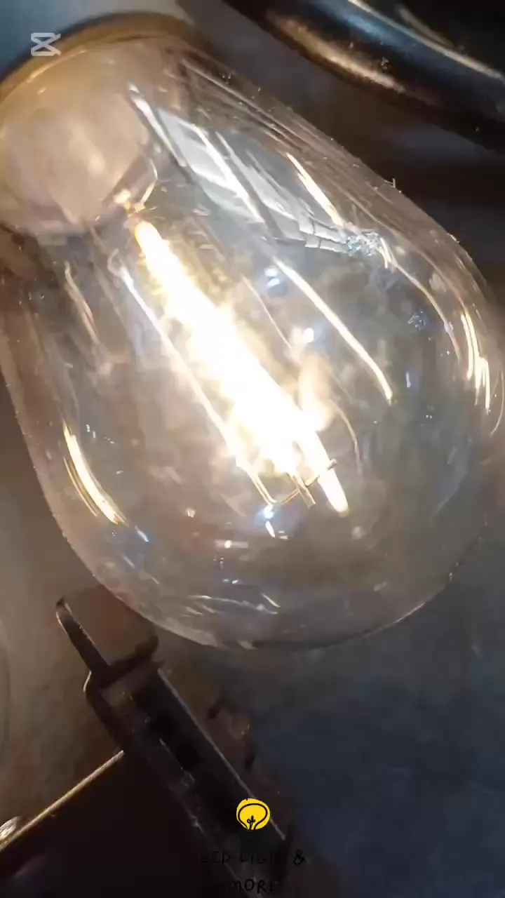 Close-up of a glowing filament bulb